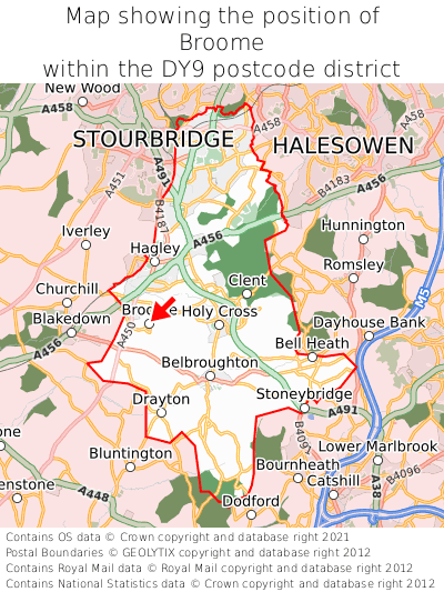 Map showing location of Broome within DY9