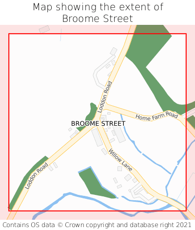 Map showing extent of Broome Street as bounding box