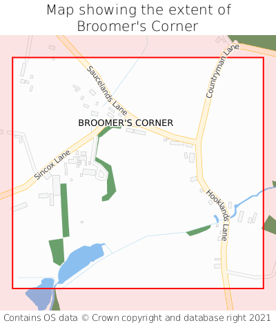 Map showing extent of Broomer's Corner as bounding box