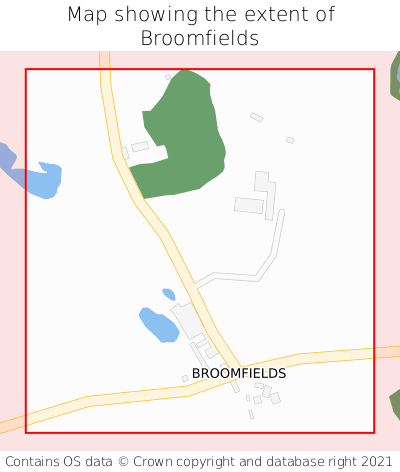 Map showing extent of Broomfields as bounding box