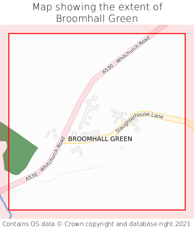 Map showing extent of Broomhall Green as bounding box