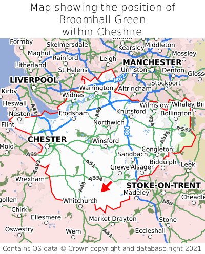 Map showing location of Broomhall Green within Cheshire