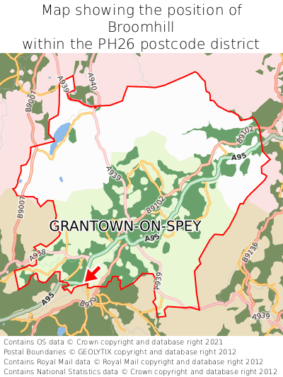 Map showing location of Broomhill within PH26