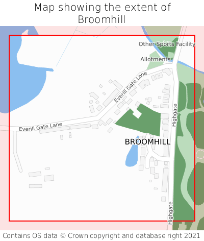 Map showing extent of Broomhill as bounding box