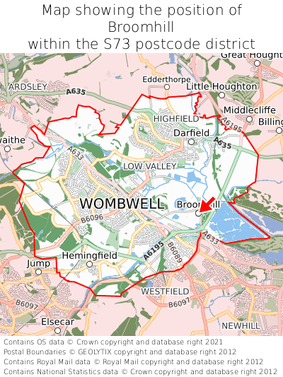 Map showing location of Broomhill within S73