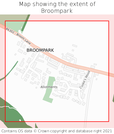 Map showing extent of Broompark as bounding box
