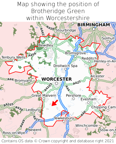 Map showing location of Brotheridge Green within Worcestershire
