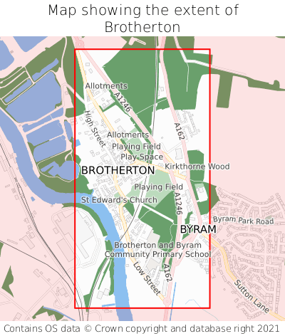 Map showing extent of Brotherton as bounding box