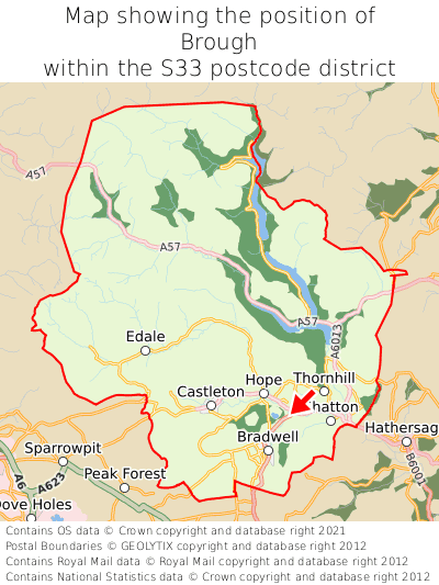 Map showing location of Brough within S33