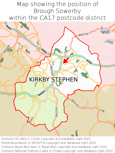 Map showing location of Brough Sowerby within CA17