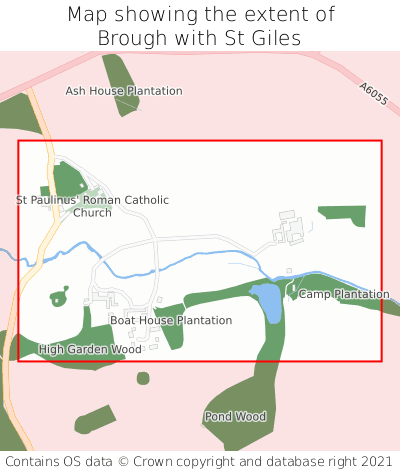 Map showing extent of Brough with St Giles as bounding box