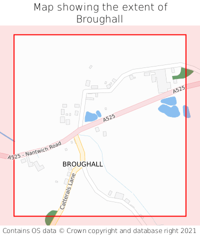 Map showing extent of Broughall as bounding box