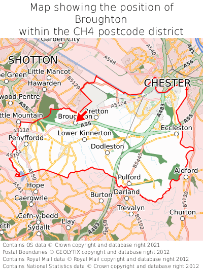Map showing location of Broughton within CH4