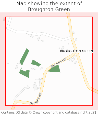 Map showing extent of Broughton Green as bounding box