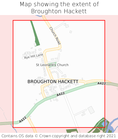 Map showing extent of Broughton Hackett as bounding box