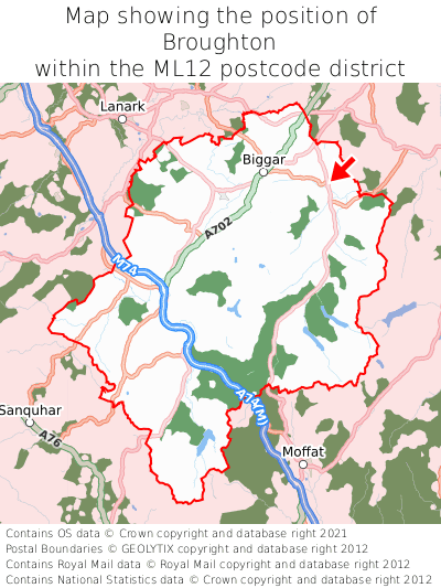 Map showing location of Broughton within ML12