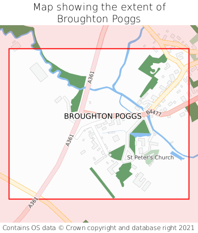 Map showing extent of Broughton Poggs as bounding box