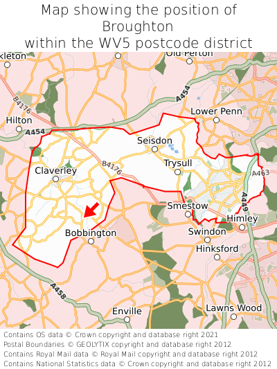 Map showing location of Broughton within WV5