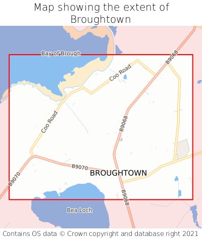 Map showing extent of Broughtown as bounding box