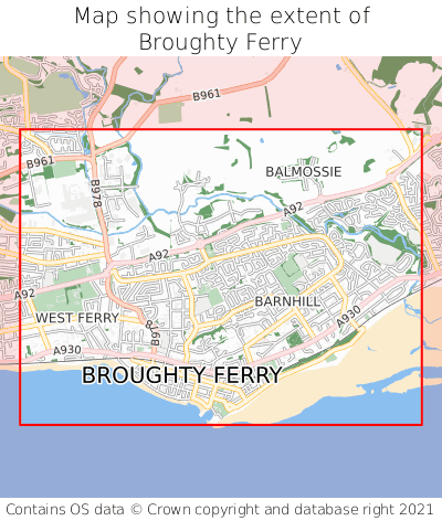Map showing extent of Broughty Ferry as bounding box
