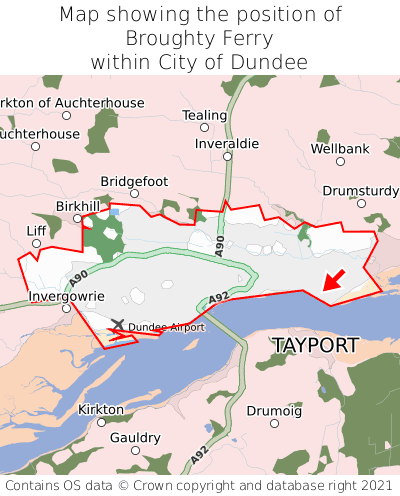 Map showing location of Broughty Ferry within City of Dundee