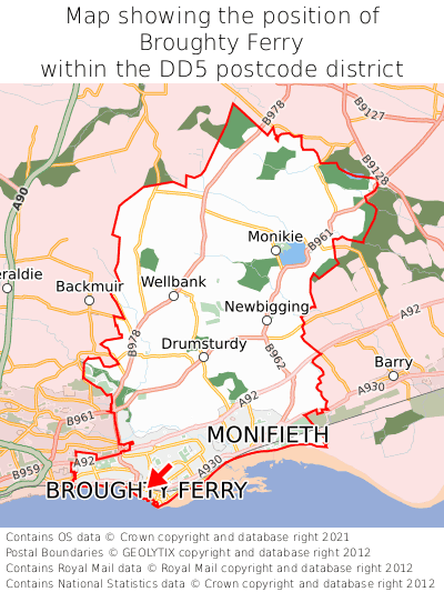 Map showing location of Broughty Ferry within DD5