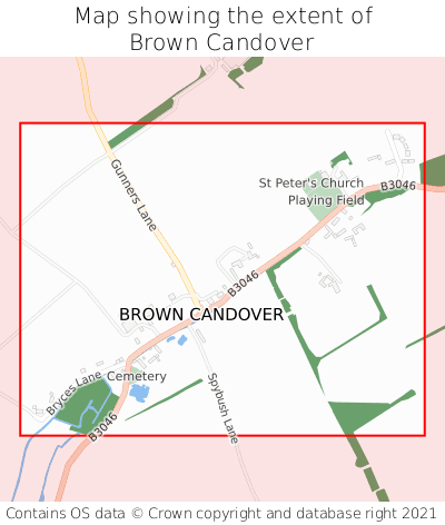 Map showing extent of Brown Candover as bounding box