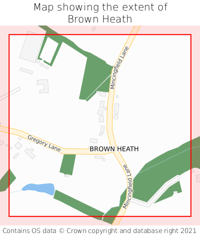 Map showing extent of Brown Heath as bounding box