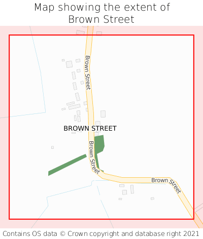 Map showing extent of Brown Street as bounding box