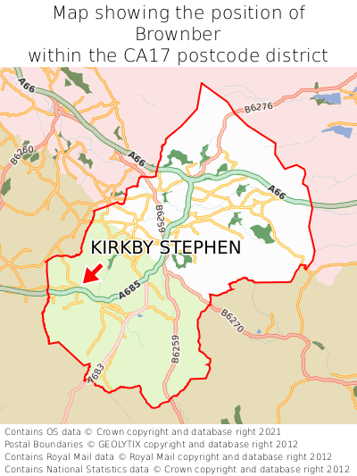 Map showing location of Brownber within CA17