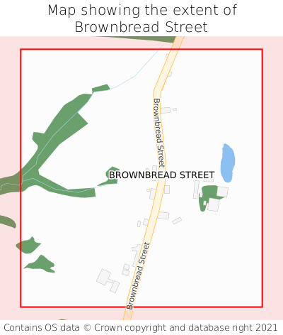 Map showing extent of Brownbread Street as bounding box
