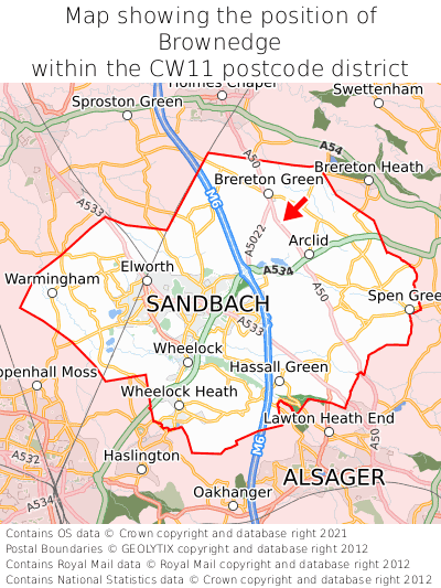 Map showing location of Brownedge within CW11