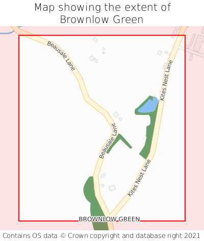 Map showing extent of Brownlow Green as bounding box