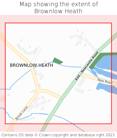 Map showing extent of Brownlow Heath as bounding box