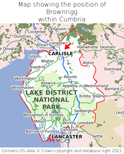 Map showing location of Brownrigg within Cumbria