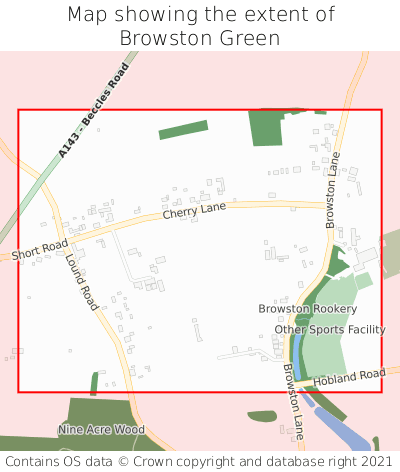Map showing extent of Browston Green as bounding box