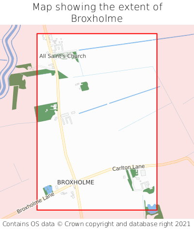 Map showing extent of Broxholme as bounding box