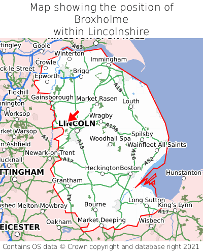 Map showing location of Broxholme within Lincolnshire