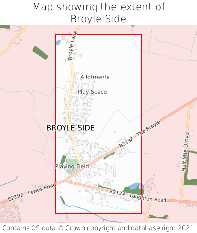 Map showing extent of Broyle Side as bounding box