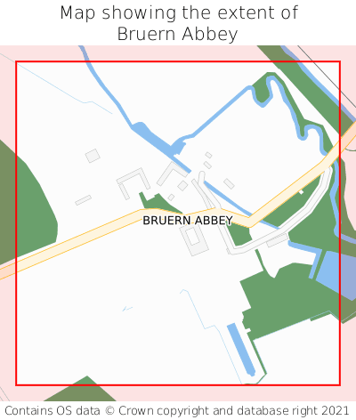 Map showing extent of Bruern Abbey as bounding box