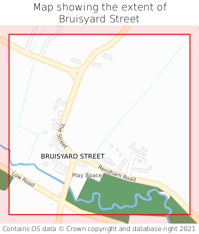 Map showing extent of Bruisyard Street as bounding box