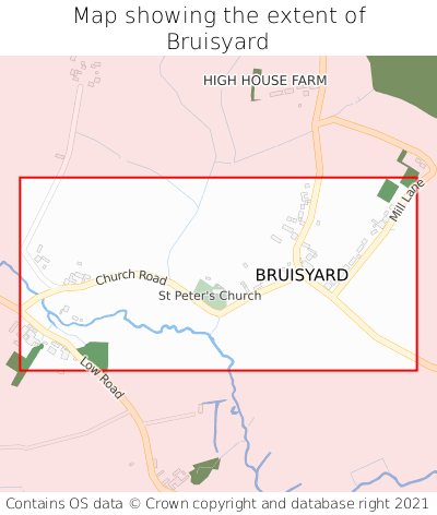 Map showing extent of Bruisyard as bounding box