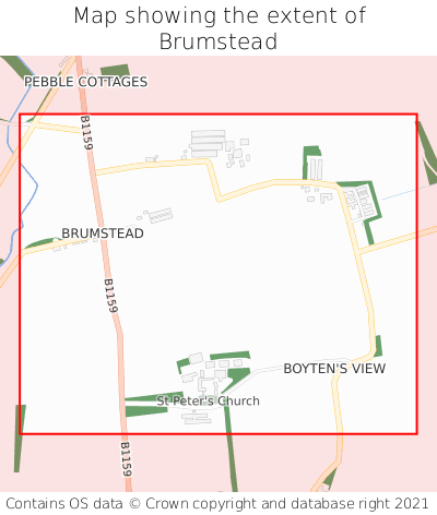 Map showing extent of Brumstead as bounding box