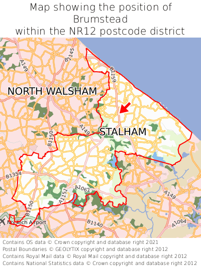 Map showing location of Brumstead within NR12