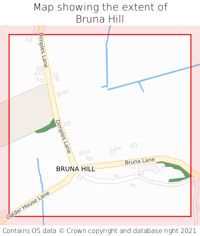 Map showing extent of Bruna Hill as bounding box