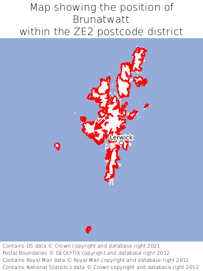 Map showing location of Brunatwatt within ZE2