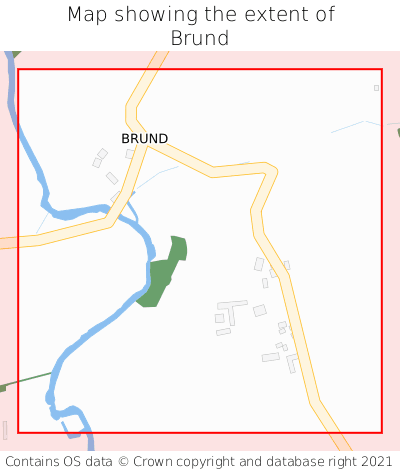 Map showing extent of Brund as bounding box