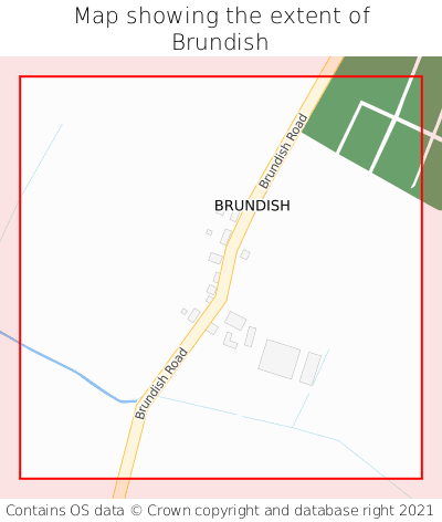 Map showing extent of Brundish as bounding box