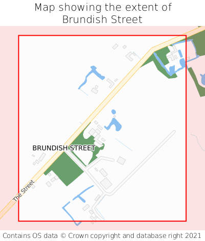 Map showing extent of Brundish Street as bounding box