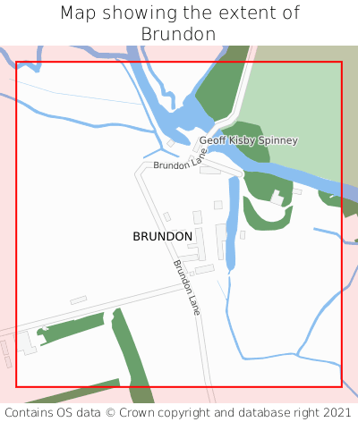 Map showing extent of Brundon as bounding box